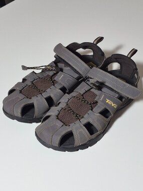 Teva Forebay Men’s 12 Gray Water Sandals Hiking Fisherman Shoc Pad 1001116